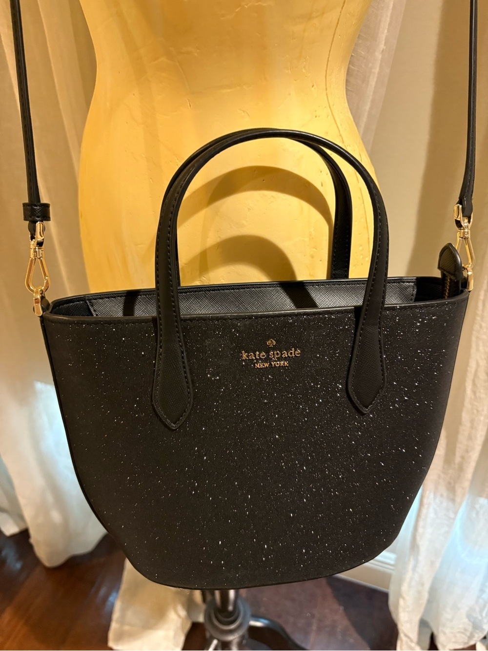 kate spade Black Sparkle Saffiano Tote